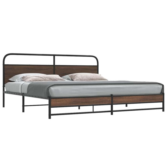 Metal Bedframe Brown Oak 180x200cm