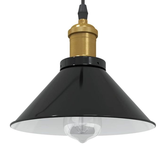 Pendant Lamp Height Adjustable E27 Gloss Black  22 cm Metal