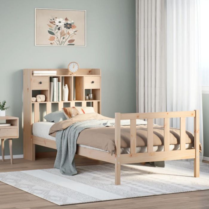 Bookcase Bed 75x190cm Small Single Solid Wood Pine