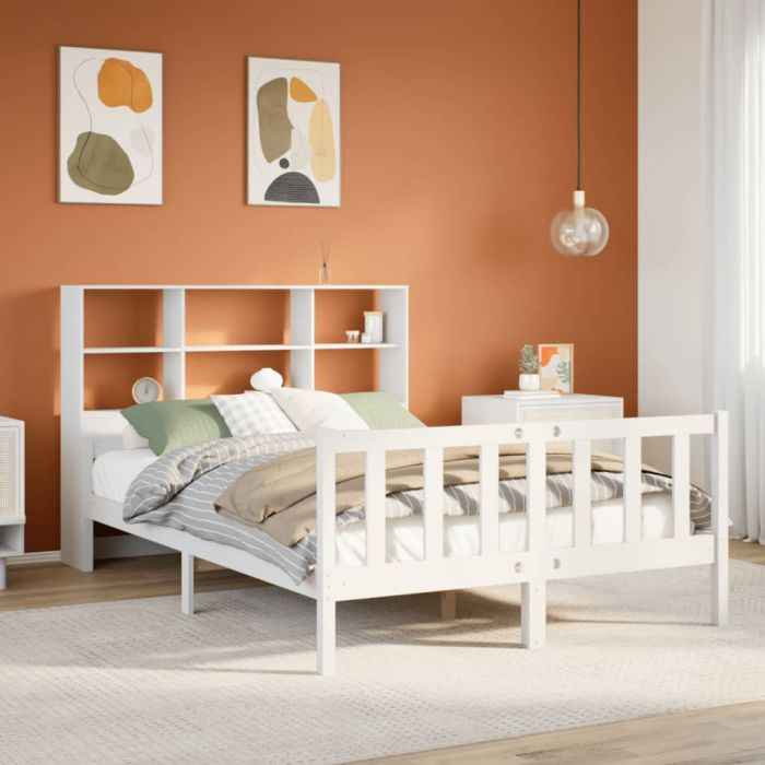 Bookcase Bed White 160x200cm Solid Wood Pine