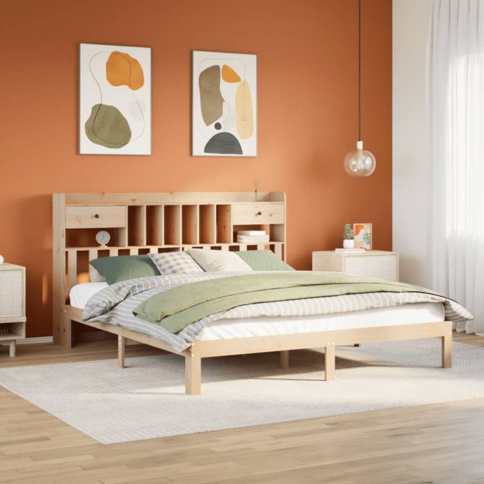 Bookcase Bed 180x200cm Solid Wood Pine
