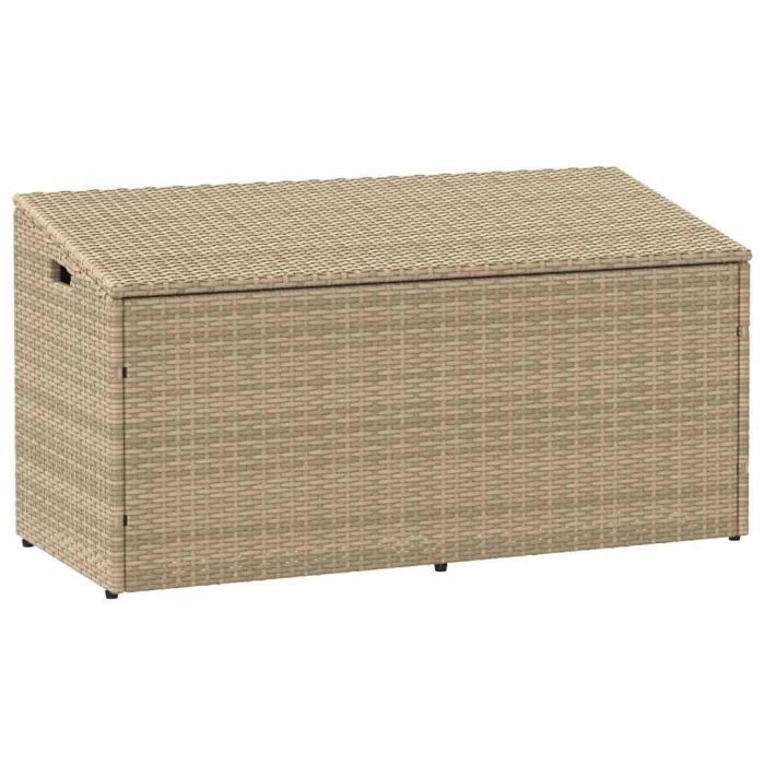 FLUHAL Garden Storage Box 110x50x58 cm Poly Rattan - Beige