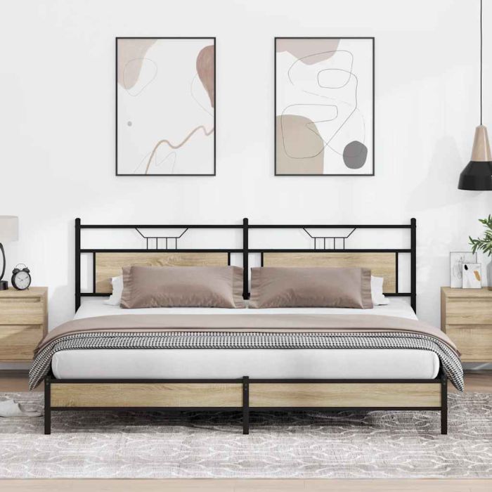 Metal Bedframe Sonoma Oak 200x200cm