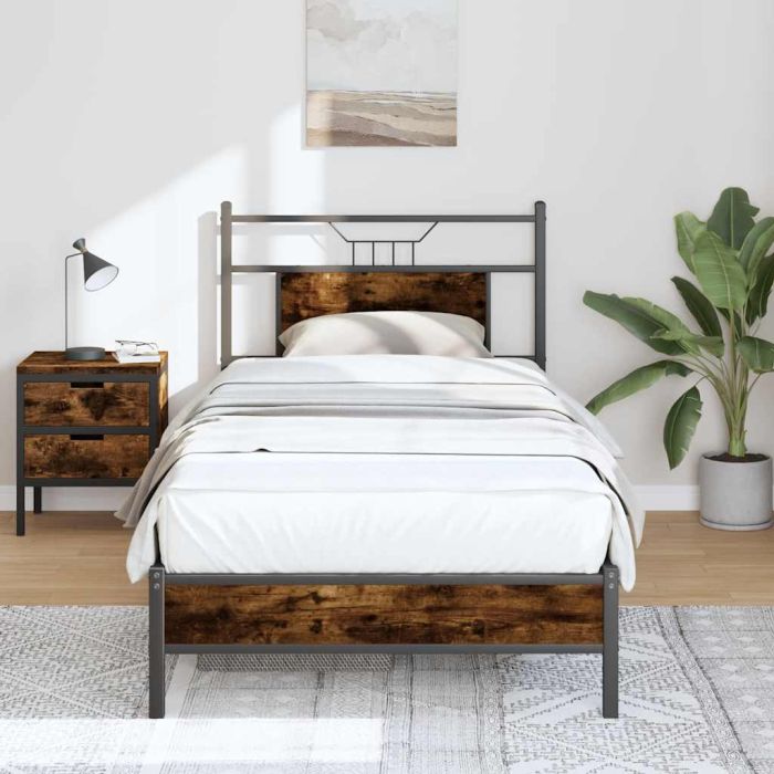 Bedframe Smoked Oak 75x190cm Small Single Engineered Wood