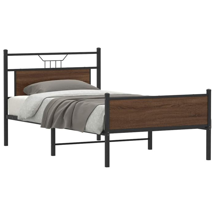 Bedframe Brown Oak 100x190cm Engineered Wood