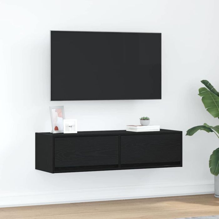 TV Cabinet Black Oak 100x31x25,5 cm Engineered Wood