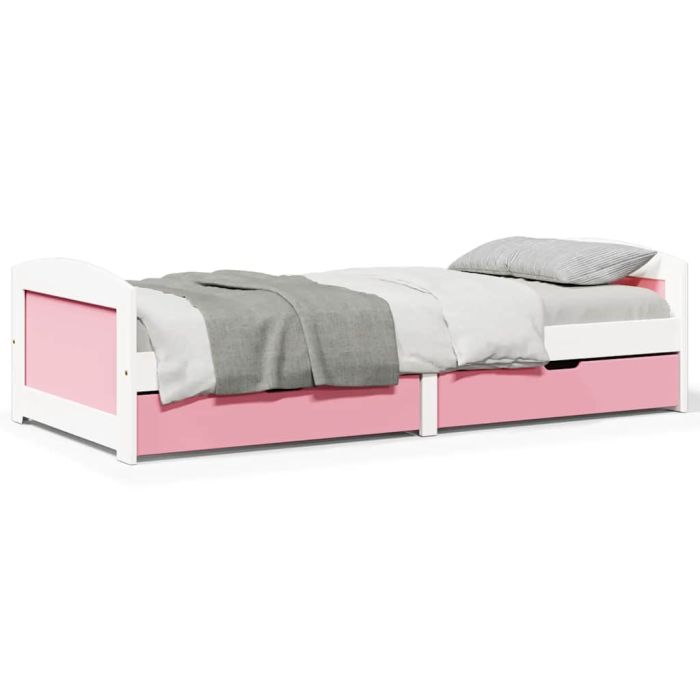 Daybed with 2 Drawers IRUN White and Pink 90x200cm