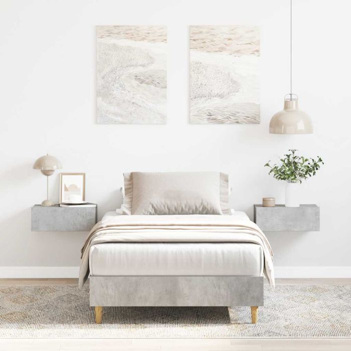Bedframe Concrete Grey 100x200cm Engineered Wood
