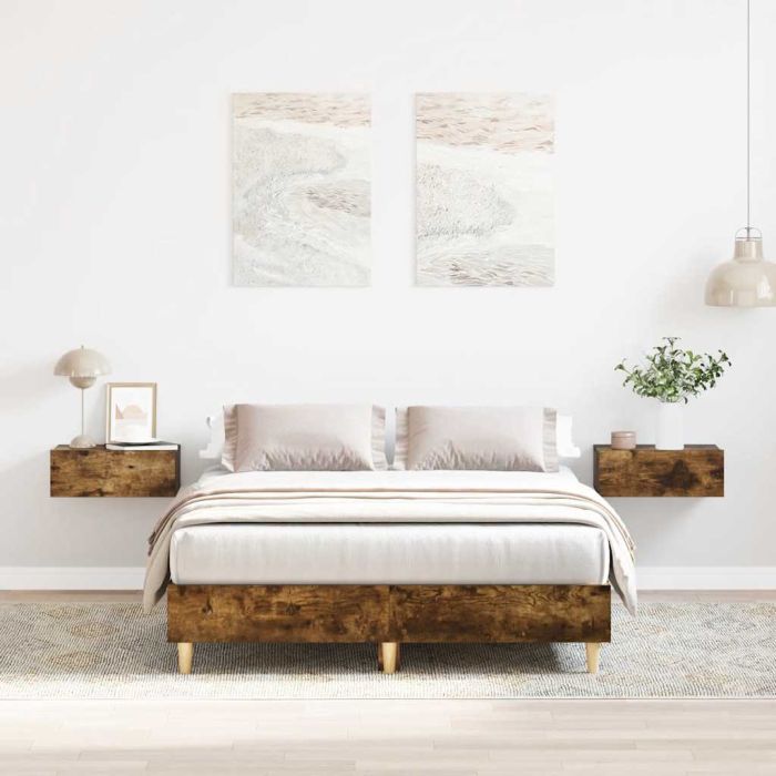 Bedframe Smoked Oak 140x190cm Engineered Wood