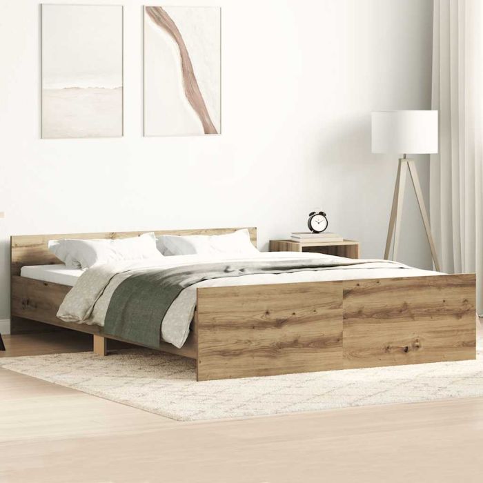 Bedframe Artisan Oak 135x190cm Engineered Wood