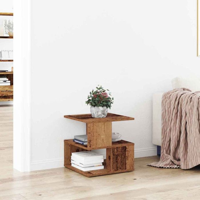 Side Table Old Wood Wood 40x40x40 cm Storage End Table Square