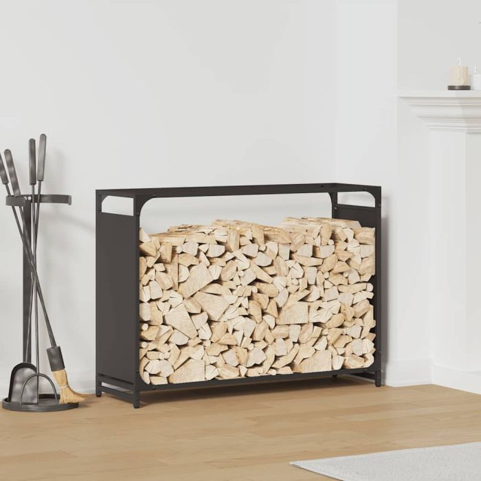 Firewood Rack Black 90x28x65 cm Cold-rolled steel