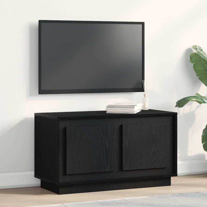 TV Cabinet Black Oak 80x35x45 cm Engineered Wood