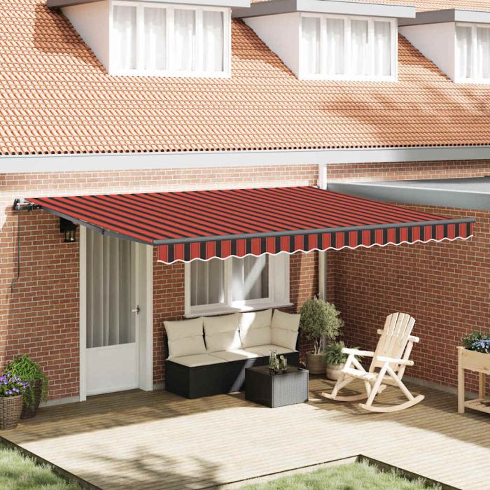 MILHAL Retractable Awning Manual and brown 450x350 cm - Orange