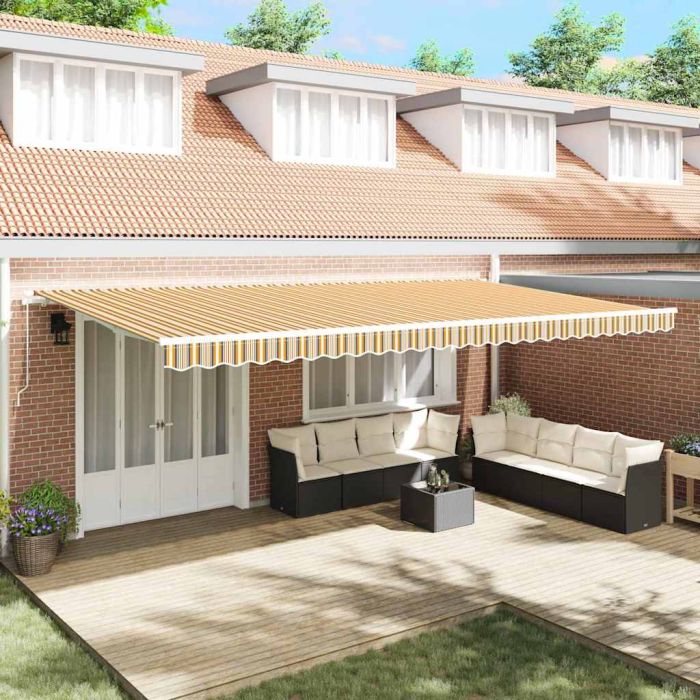 Manual Retractable Awning Multicolour Stripe 600x350 cm