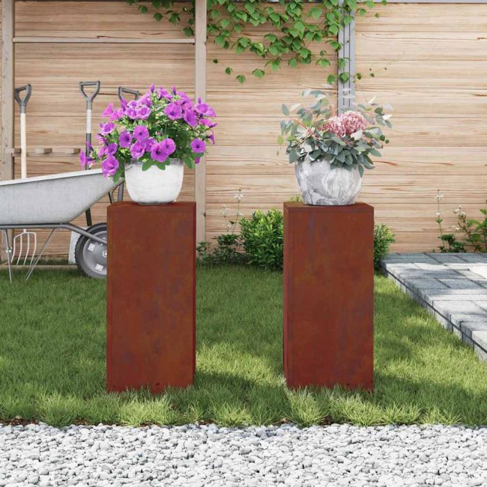 REHAL Plant Stand 2 pcs Rusty 24x24x55 cm Weathering Steel