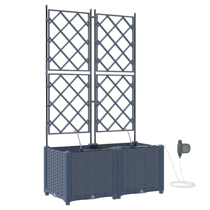 LIHRIDG Garden Planter 2 pcs 120x120x142 cm Steel - Grey