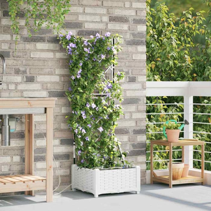 LIHRIDG Garden Planter 40x40x126 cm Steel - White