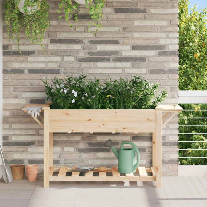 PADEN Garden Planter 155x59x76.5 cm Solid Fir Wood - Beige