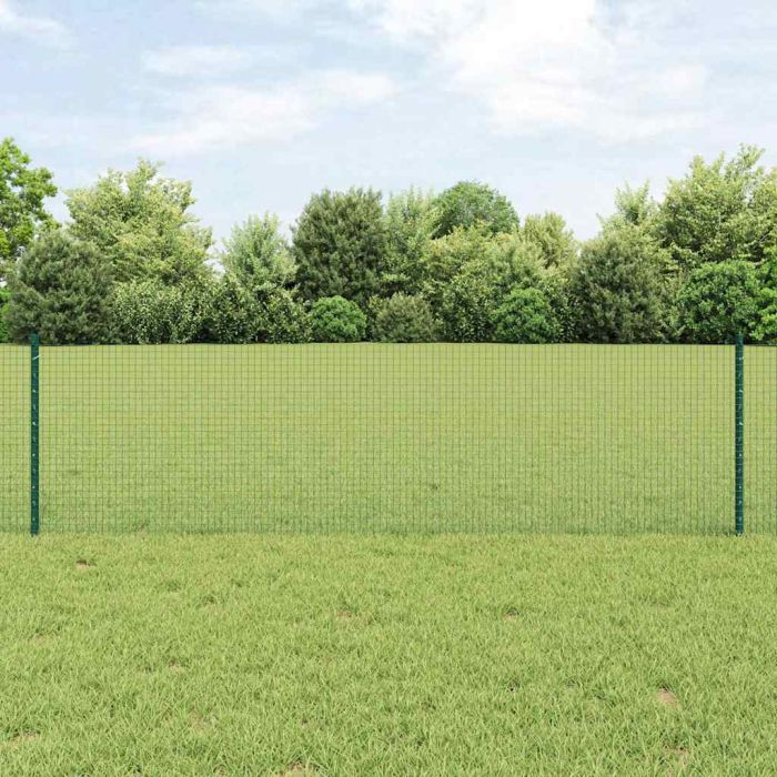 Welded Wire Fence with 11 U Posts Green 0.6x25 m Steel