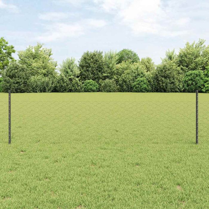 Fence Posts 11 pcs U-Channel Grey 60 cm Steel