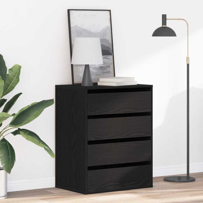 BELVOIR Black Chest of Drawers - Small-sized, 4 Drawers