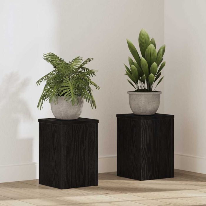 ELIVALE Plant Stand 2 pcs 20x20x30 cm Wooden - Black Oak