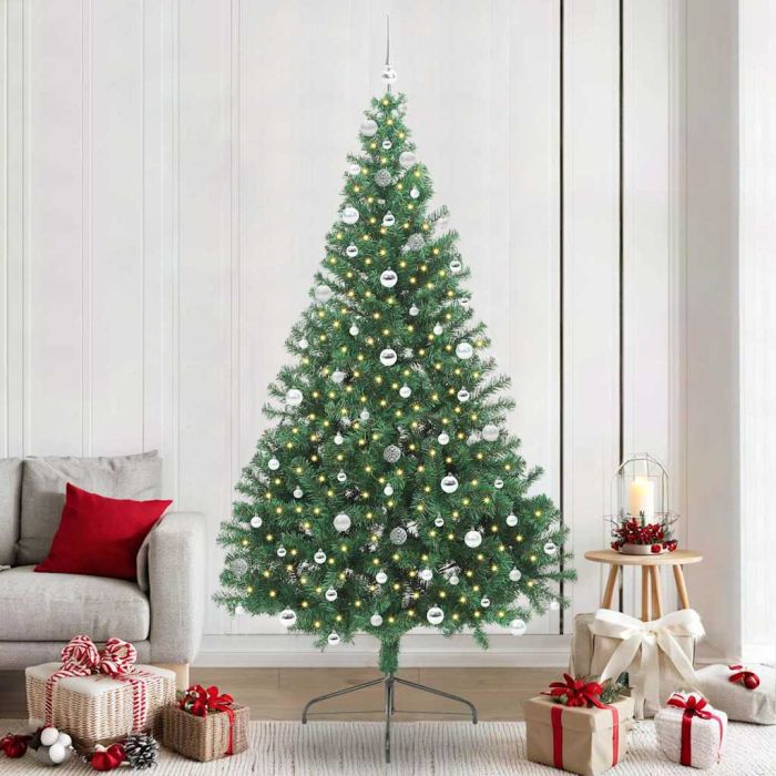 EMBERI Artificial Pre-lit Christmas Tree Green 240 cm PVC