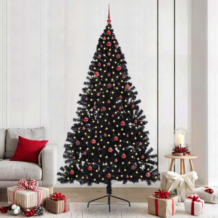 BRIWIN Artificial Pre-lit Christmas Tree Black 240 cm PVC