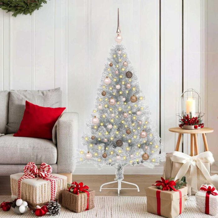 BRIWIN Artificial Pre-lit Christmas Tree Silver 150 cm PET