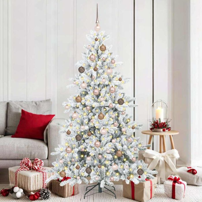 ELSERA Artificial Hinged Christmas Tree with 300 LEDs 180 cm PVC