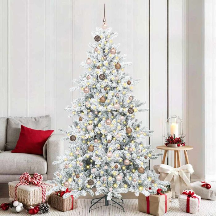 ELSERA Artificial Hinged Christmas Tree with 300 LEDs 210 cm PVC