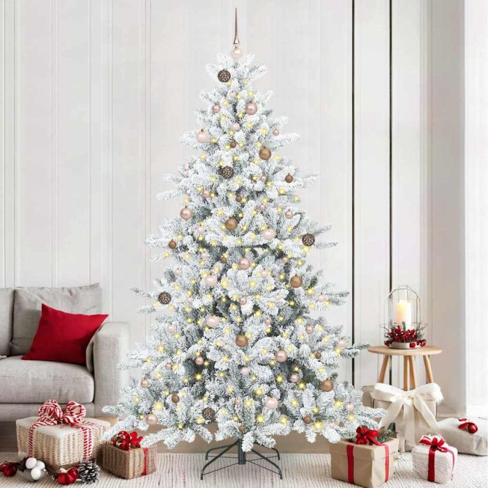 ELSERA Artificial Hinged Christmas Tree with 300 LEDs 240 cm PVC