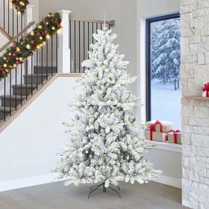 ELSERA Artificial Hinged Christmas Tree with 300 LEDs 240 cm PVC