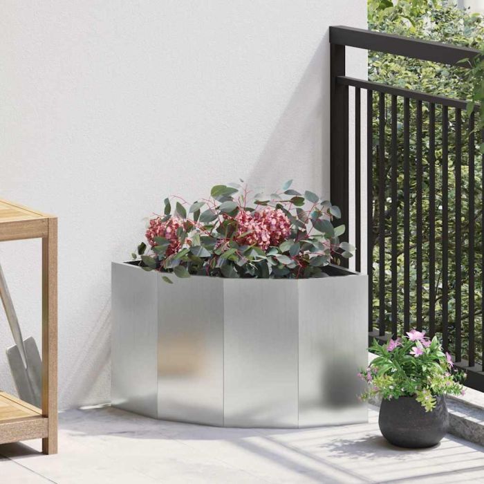 CLSRIDG Corner Planter 45x45x35 cm Galvanised Steel - Silver