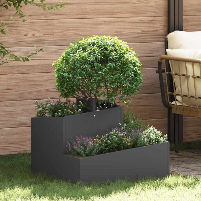 DASCOVE Garden Planter 60x60x50 cm Cold-rolled Steel - Black