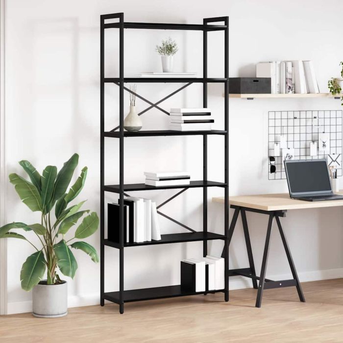 Bookcase Black oak 80 x 30 x 188 cm Engineered wood