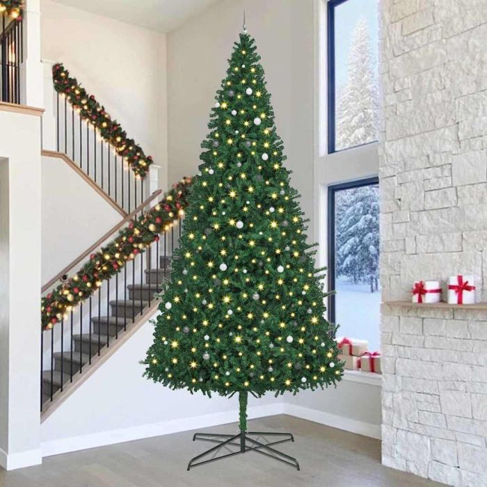 EMBERLY Christmas Tree with Decorative String Lights Green 400 cm PVC