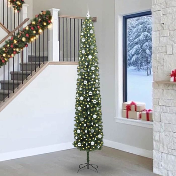 CLOVYN Artificial Christmas Tree with 300 LEDs with Stand Green 270 cm