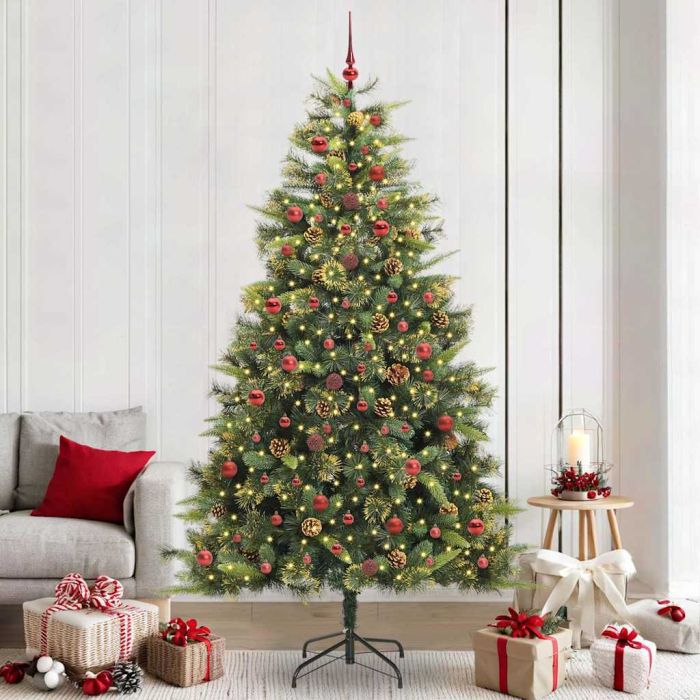 GLIMRA Artificial Hinged Christmas Tree with Cones Green 240 cm