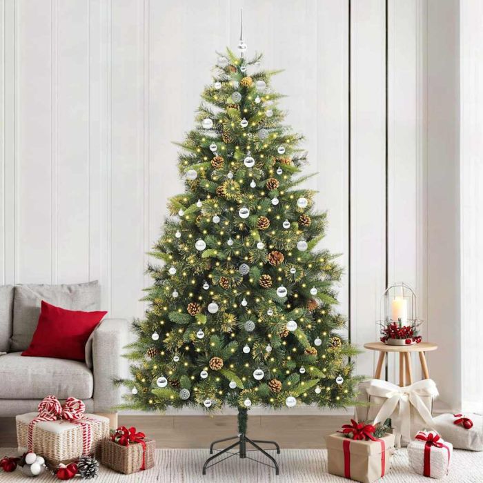 GLIMRA Artificial Hinged Christmas Tree with Cones Green 240 cm