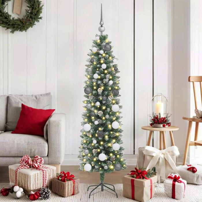 EMVER Artificial Slim Christmas Tree with 150 LEDs Green 150 cm