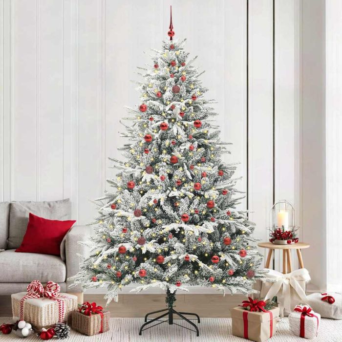 FELWIN Artificial Pre-lit Christmas Tree with Ball Set Green 240 cm
