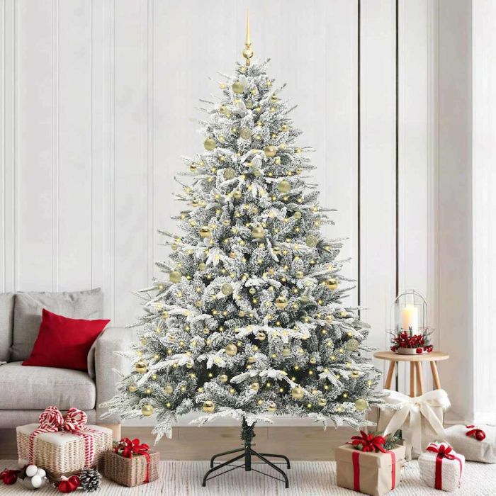 FELWIN Artificial Pre-lit Christmas Tree with Ball Set Green 240 cm