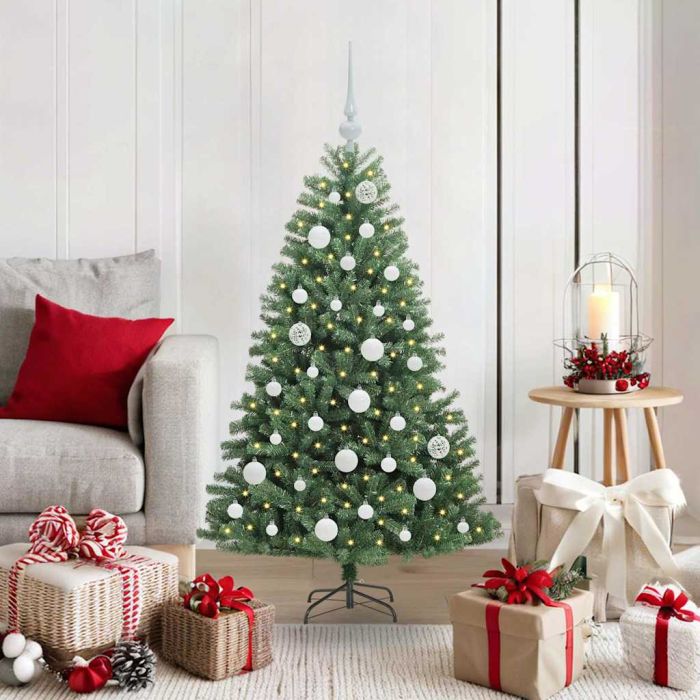 FELWIN Artificial Hinged Christmas Tree Green 120 cm PVC and Metal