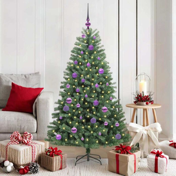 FELWIN Artificial Hinged Christmas Tree Green 150 cm PVC and Metal