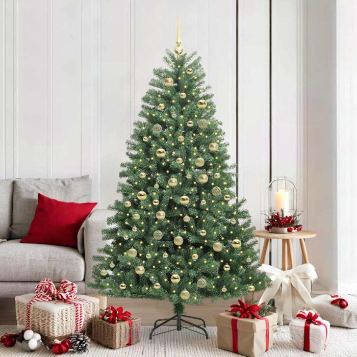 FELWIN Artificial Hinged Christmas Tree Green 180 cm PVC and Metal