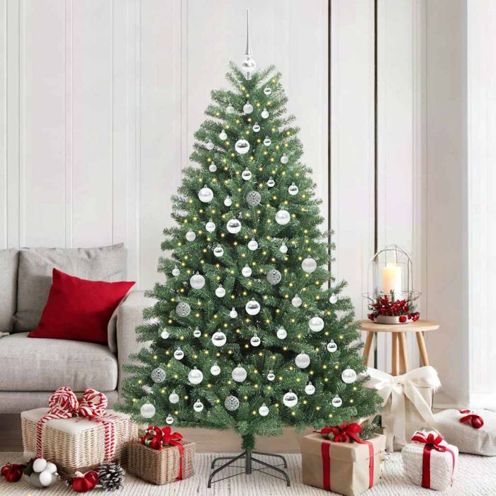 FELWIN Artificial Hinged Christmas Tree Green 180 cm PVC and Metal