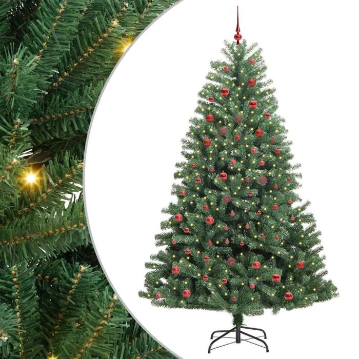 FELWIN Artificial Hinged Christmas Tree Green 210 cm PVC and Metal