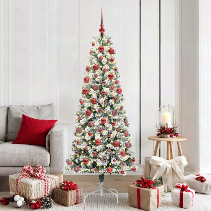 BLINCA Artificial Hinged Christmas Tree Green and white 180 cm